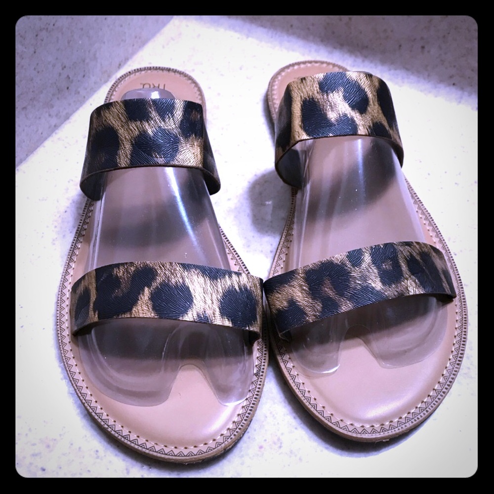 Cheetah print two strap sandals